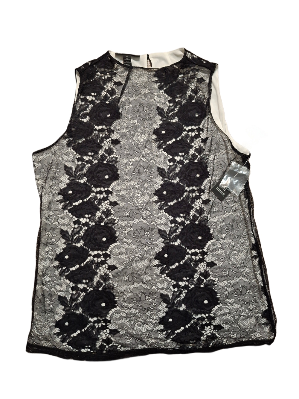 I.N.C Black Floral Lace Sleeveless Top